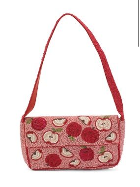 MADE IN INDIA beaded apple flap shoulder bag